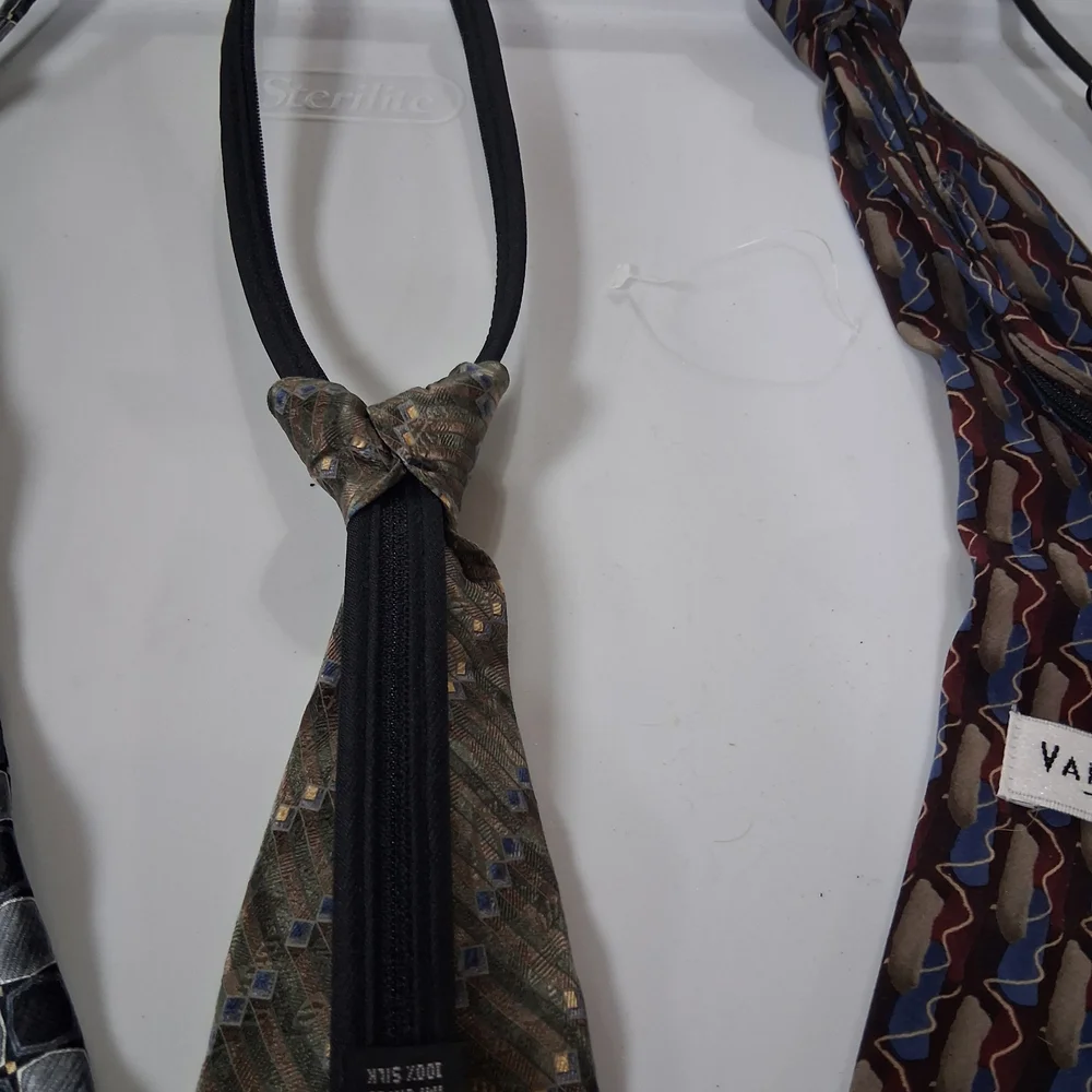 Van Heusen 100% Silk Kids Zipper Ties- Black Blue Brown Tan - Bundle Or Separate
